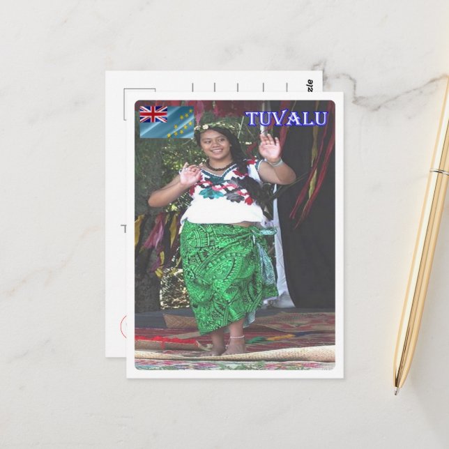 Cartão Postal Tuvalu - Dancer - (Frente/Verso In Situ)