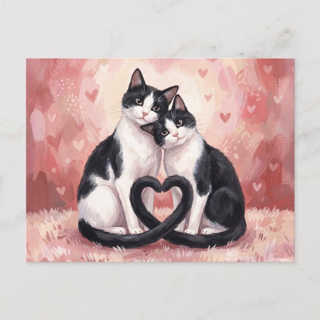 Cartão Postal Tuxedo Cats Valentine's Day (Frente)