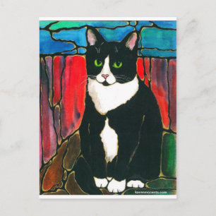 Cartão Postal Tuxedo Gato De Vidro Design