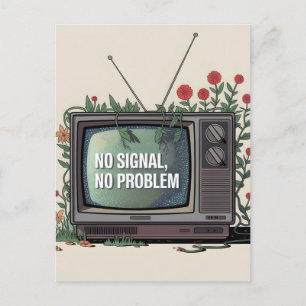 Cartão Postal TV de Desintoxicação Digital com "Sem Sinal, Sem P