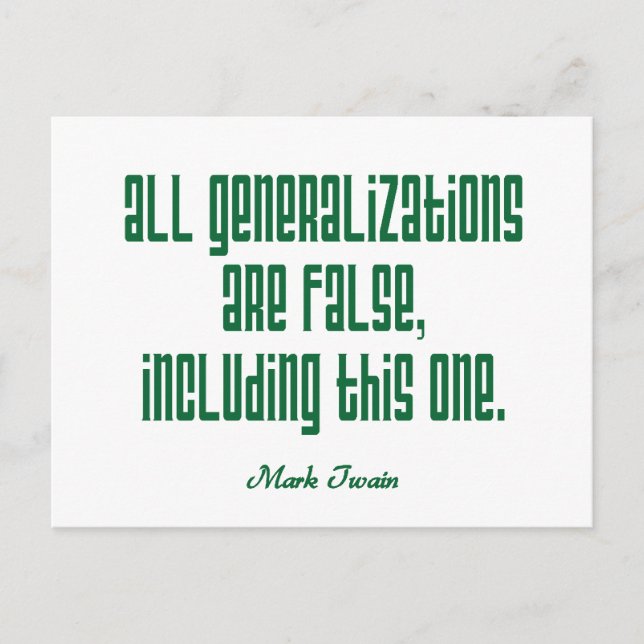 Cartão Postal Twain on Generalizations (Frente)