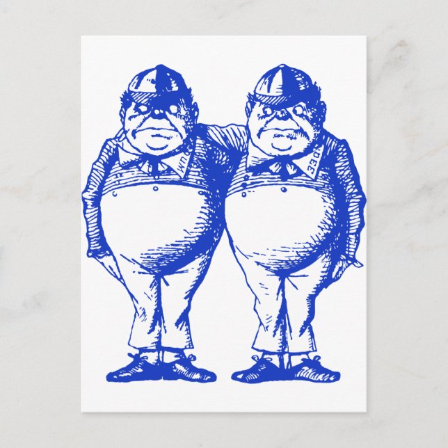 Cartão Postal Tweedle Dee e Tweedle Dum Inked Blue (Frente)
