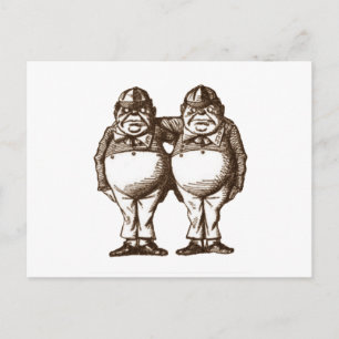 Cartão Postal Tweedle Dee & Tweedle Dum Sepia