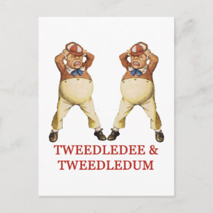 CARTÃO POSTAL TWEEDLEDEE E TWEEDLEDUM EM WONDERLAND