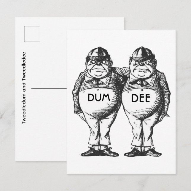 Cartão Postal Tweedledum e Tweedledee (Frente/Verso)