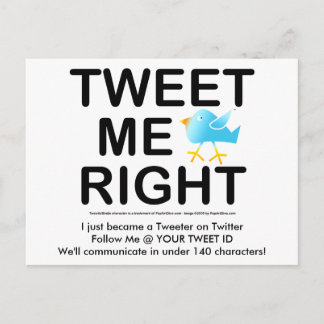 Cartão Postal Tweet Me Right WHT2228