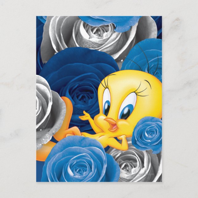Cartão Postal TWEETY™ com Rosas (Frente)