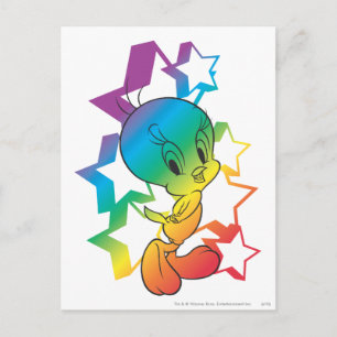 Cartão Postal Tweety Rainbow Stars