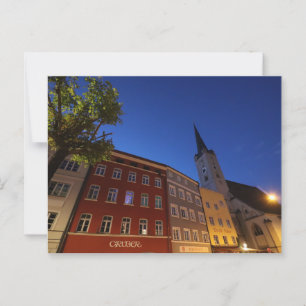 Cartão Postal Twilight Street View of Wasserburg am Inn