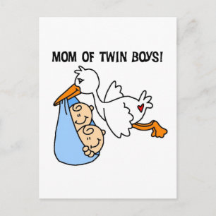Cartão Postal Twin Boys, Camisetas e presentes da mamãe-Stork
