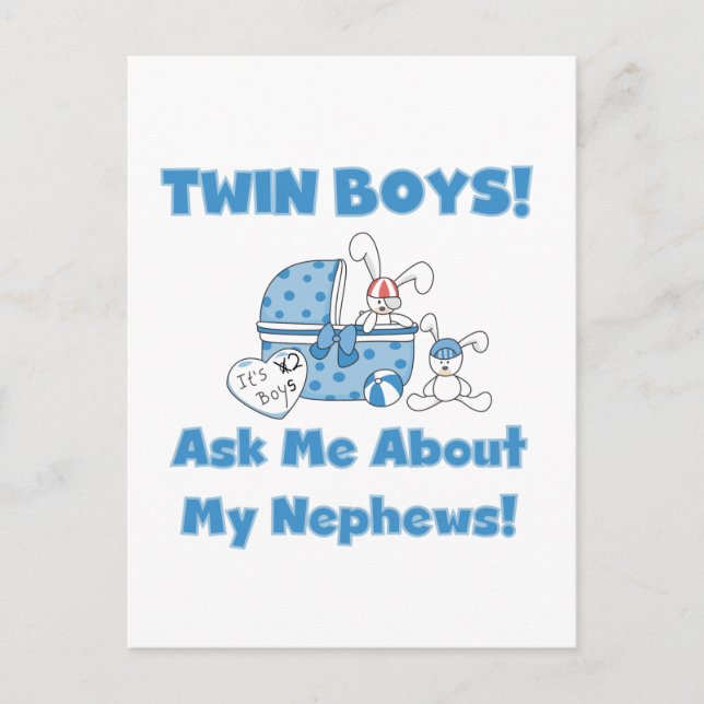 Cartão Postal Twin Boys Perguntam Sobre Meu Sobrinho (Frente)