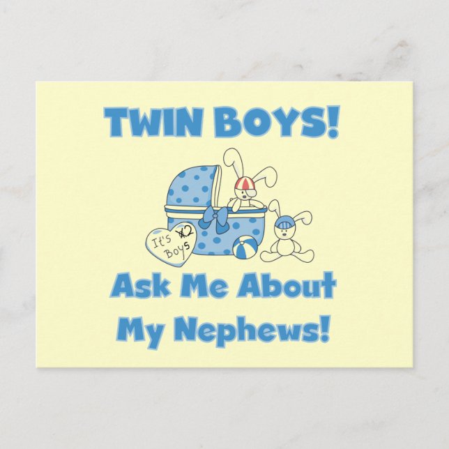 Cartão Postal Twin Boys Perguntam Sobre Meu Sobrinho (Frente)
