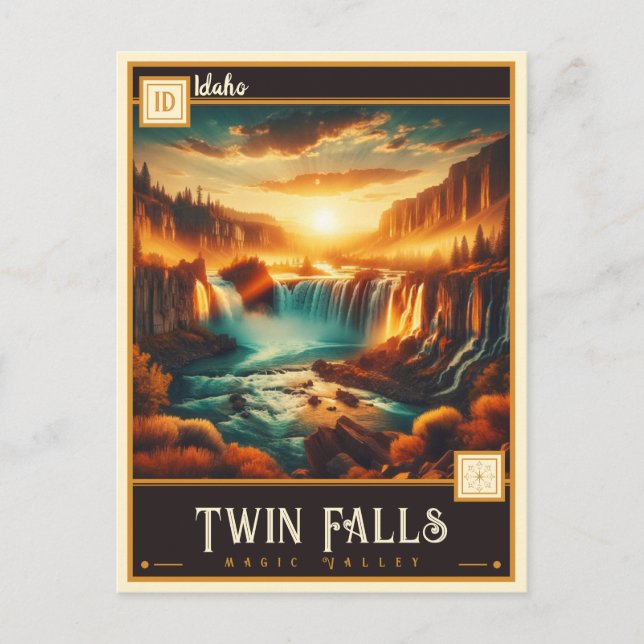 Cartão Postal Twin Falls, Idaho  | Antigo (Frente)