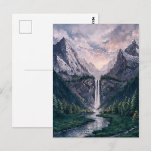 Cartão Postal Twin Peak Falls - Paisagem Serena no Estilo Pintur