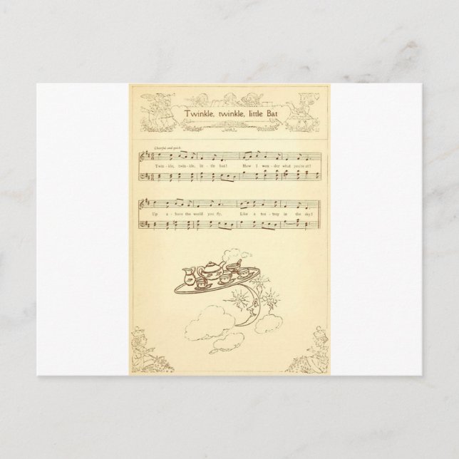 Cartão Postal Twink Twinkle Little Bat Lyrics (Frente)