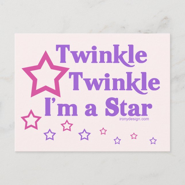 Cartão Postal Twinkle Twinkle Eu sou uma Estrela (Frente)