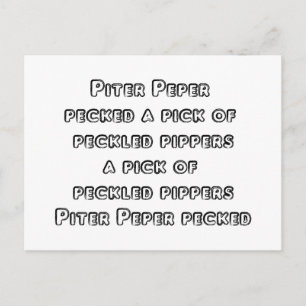 Cartão Postal Twisters de Língua Falsificados - Peter Piper
