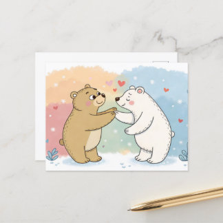 Cartão Postal Two Bears One Heart