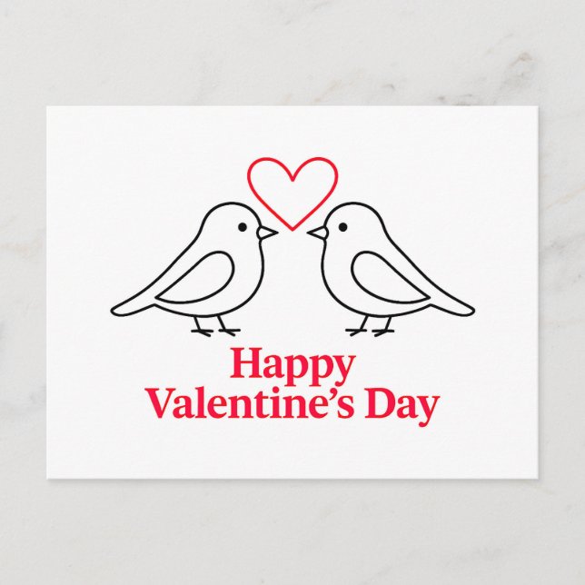 Cartão Postal Two Birds with Heart – Valentine’s Day Card Design (Frente)