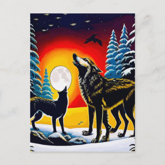 Cartão Postal Two Wolves Wall Art Printable Home