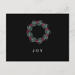 Cartão Postal Typografia Holly Berry Wreath Holiday