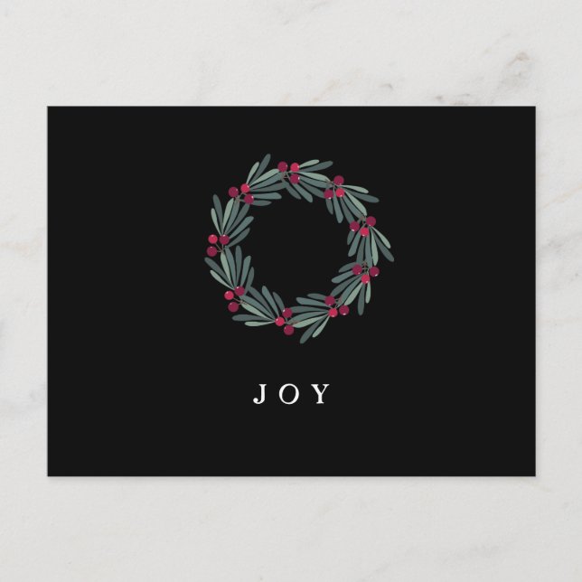 Cartão Postal Typografia Holly Berry Wreath Holiday (Frente)