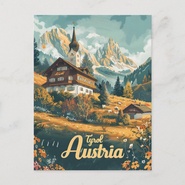 Cartão Postal Tyrol Áustria (Frente)