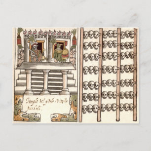 Cartão Postal Tzompantli Carranca de Crânios Templo Asteca