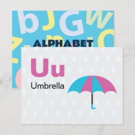 Cartão Postal U é para o Umbrella - Placa Flash Alfabet