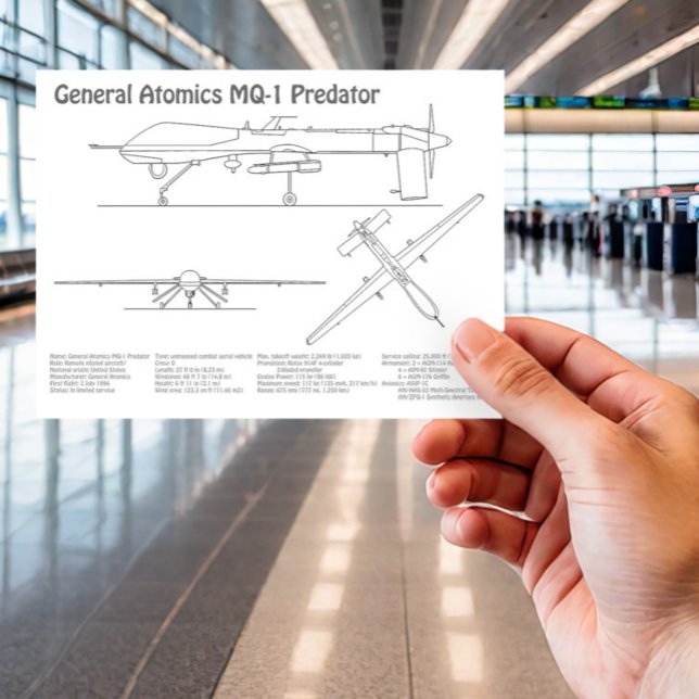 Cartão Postal UAV de Predador MQ-1 - BD de Bluetooth de Avião (Criador carregado)