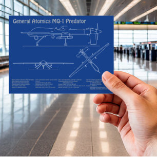 Cartão Postal UAV do Predador MQ-1 - AD Bluetoprint do avião
