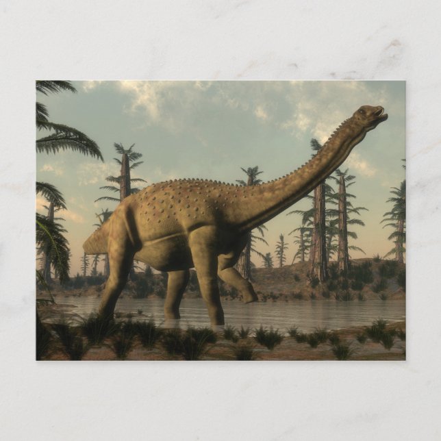 Cartão Postal Uberabatitan dinossaur no lago (Frente)