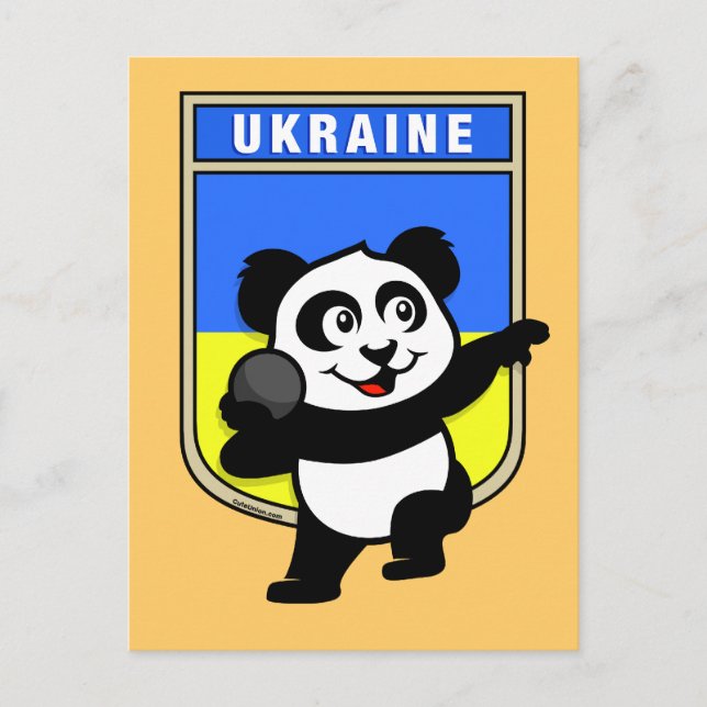 Cartão Postal Ucrânia Arremesso de Peso Panda (Frente)