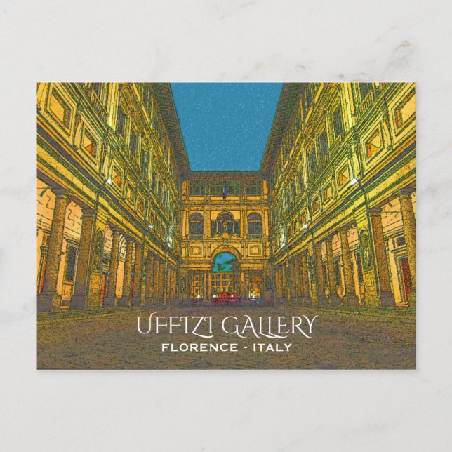 Cartão Postal Uffizi Gallery, Florence, Itália (Frente)