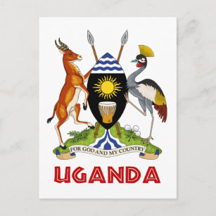 Cartão Postal UGANDA - bandeira/emblema/casaco de armas/símbolo