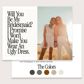 Cartão Postal Ugly Dress Retro Photo Be My Bridesmaid