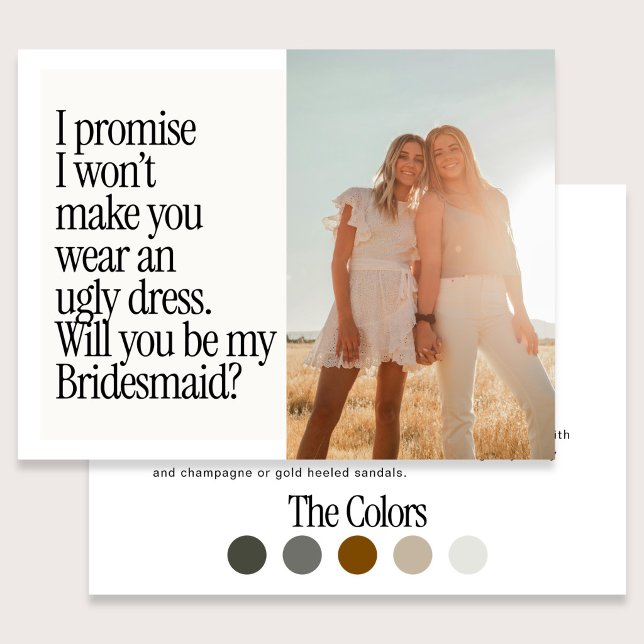 Cartão Postal Ugly Dress Retro Photo Be My Bridesmaid (Criador carregado)