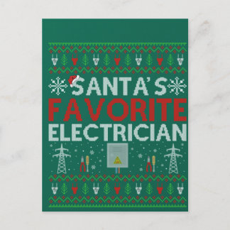 Cartão Postal Ugly Electrician Xmas Gift Santa Loves Electrician