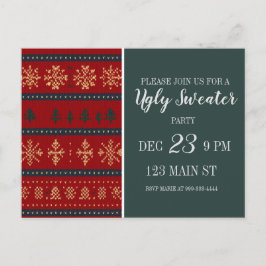 Cartão Postal Ugly Sweater Party Invitation 