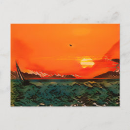 Cartão Postal Ukiyo-e veleiro