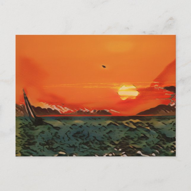 Cartão Postal Ukiyo-e veleiro (Frente)