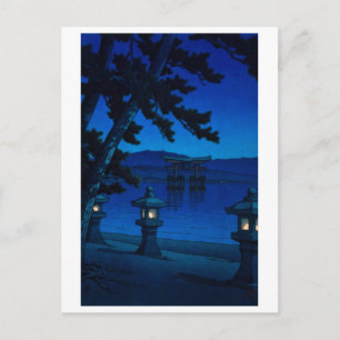 Cartão Postal ukiyoe [hasui] A02 Noite enluarada em Miyajima
