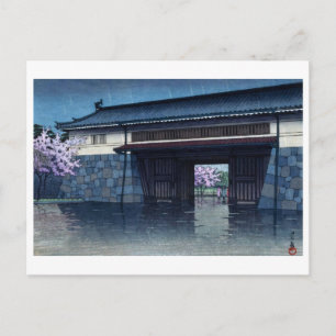 Cartão Postal ukiyoe [hasui] A04 Chuva de Primavera em Sakuradam
