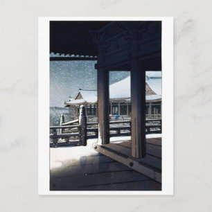 Cartão Postal ukiyoe [hasui] A09 Neve Noturno em Kiyomizu-dera