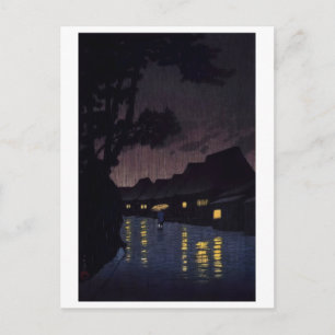 Cartão Postal ukiyoe [hasui] A10 Chuva em Maekawa em Soshu