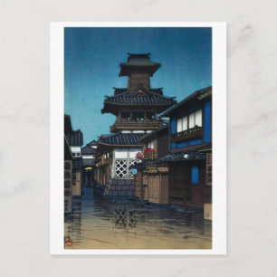 Cartão Postal ukiyoe [hasui] A20 Torre do Sino em Okayama