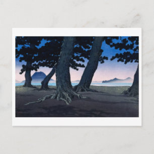 Cartão Postal ukiyoe [hasui] A27 Praia em Kaiganji em Sanuki