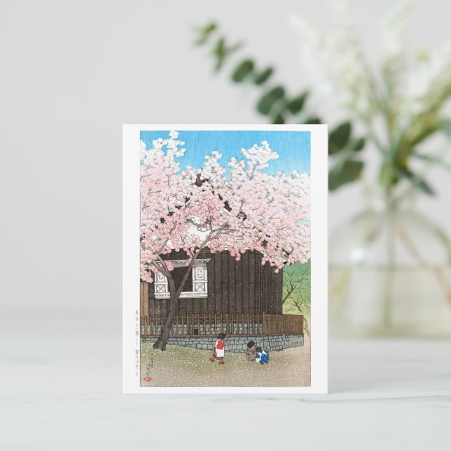 Cartão Postal ukiyoe - hasui - C01 - Aagoyama Hill em Primavera  (Em pé/Frente)