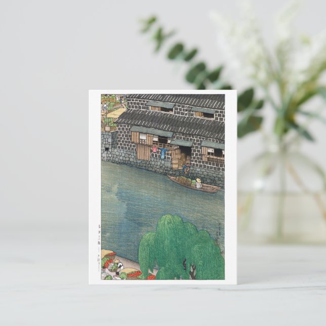 Cartão Postal ukiyoe - hasui - C03 - The Daikongashi Riverfront (Em pé/Frente)