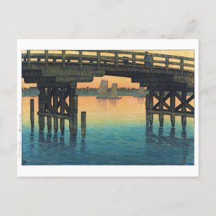 Cartão Postal ukiyoe - hasui - C10 - Ponte de Kaminohashi ..
